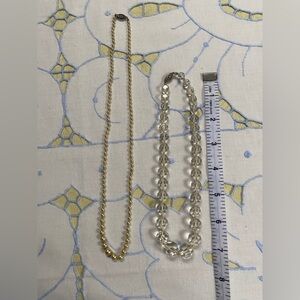 Vintage-Elegant Clear Crystal Necklace and Pearl Strand - Women Jewelry
